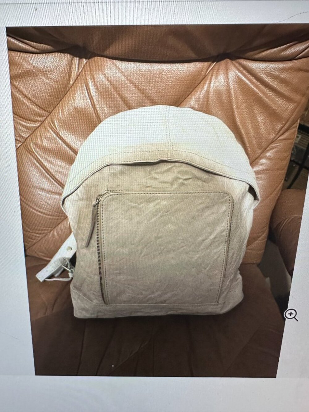 Free People ivory crinkled leather Journey Leather Backpack NWOT